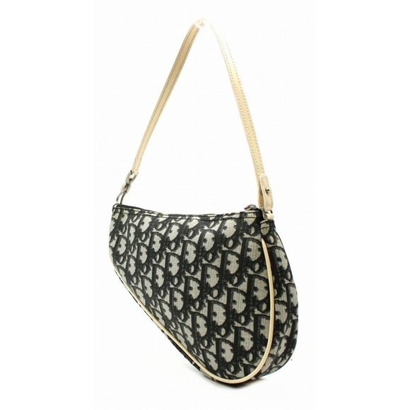 Dior Black Saddle Bag  Christian Gray Trotter - Picture 1 of 9